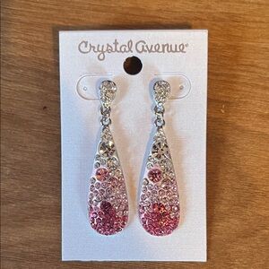 Crystal Avenue Pink and Silver Drop Earrings